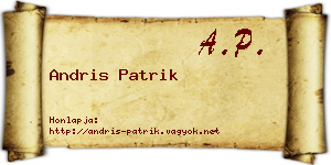 Andris Patrik névjegykártya